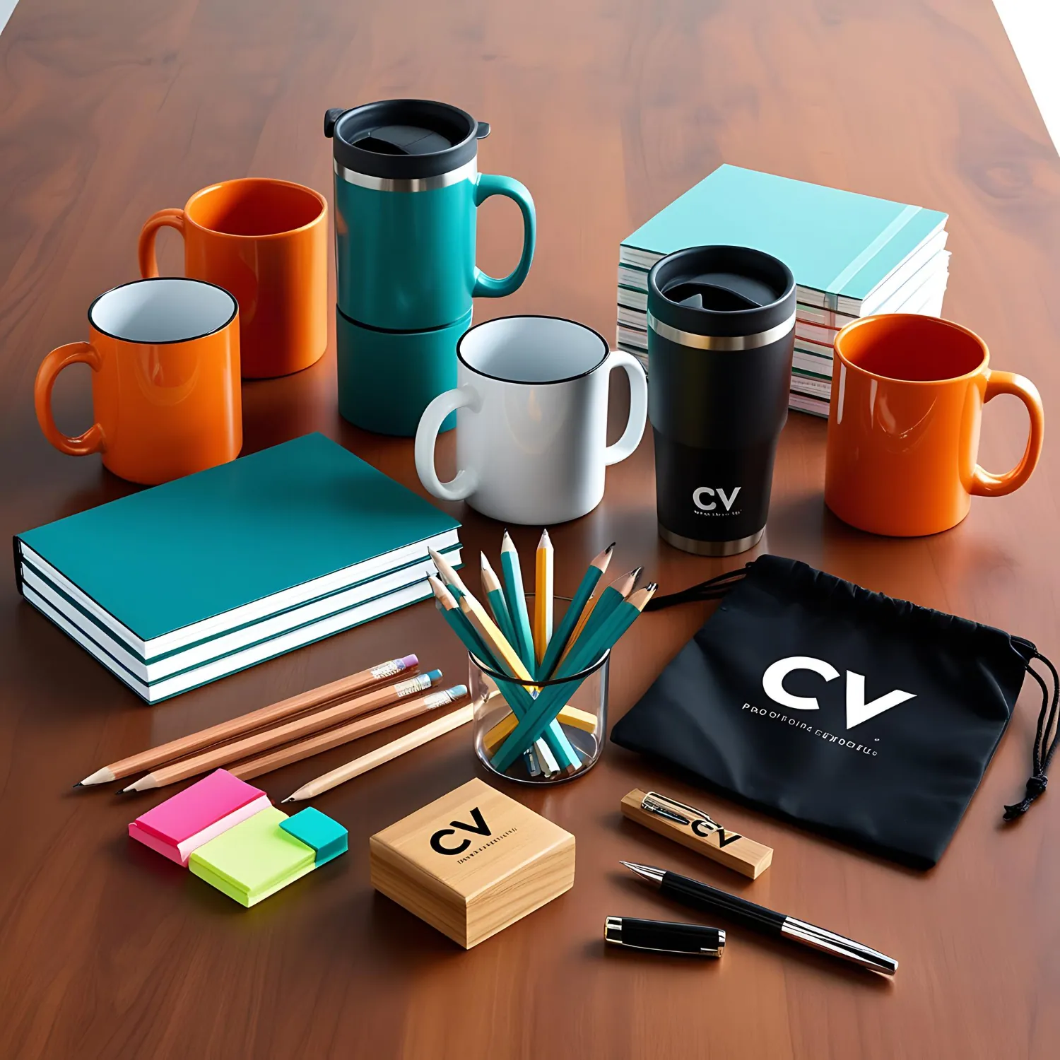 A collection of coordinated branded promotional products